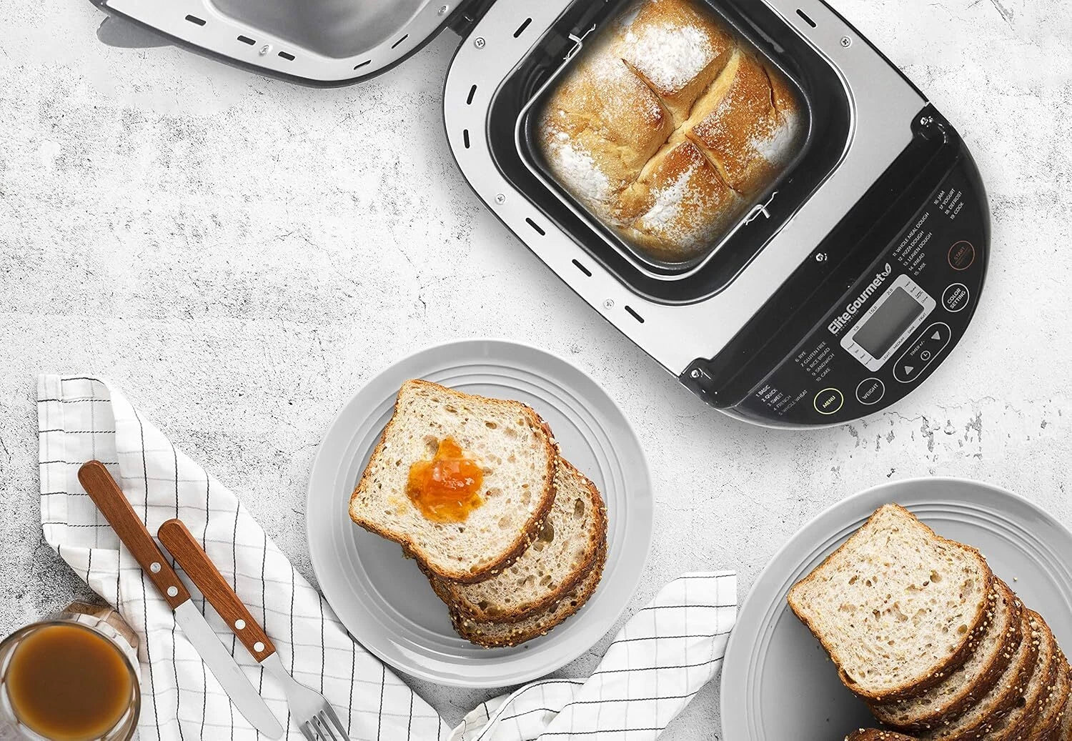 Programmable Toaster 3 Bread Sizes, 19 Menu Functions, 2 lbs, Black 07FC0E-D4 - KOEEK