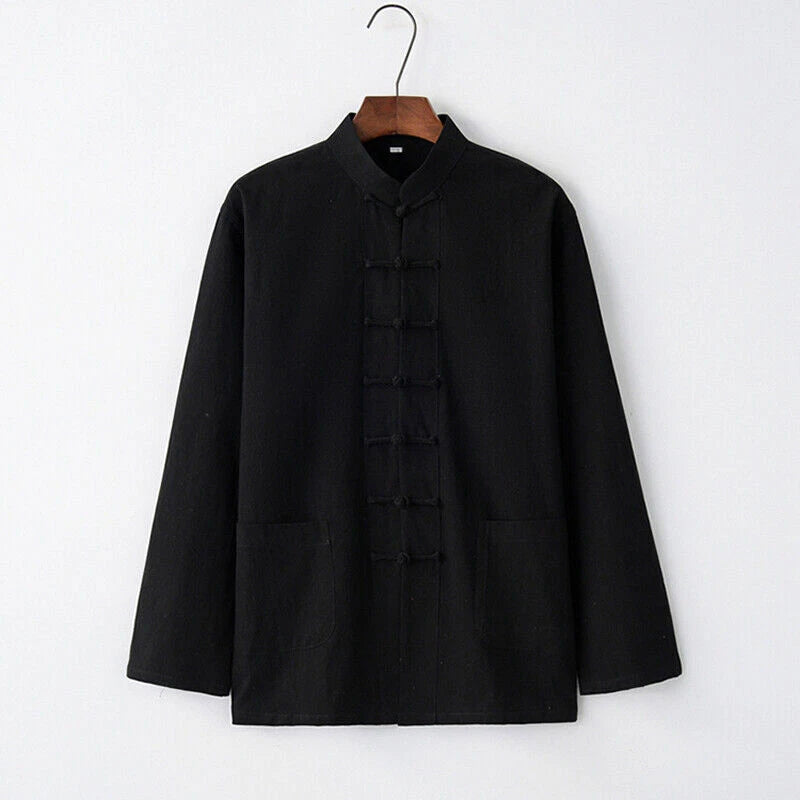 Men's Chinese Tang Coat Kung Fu Tai Chi Jacket Cotton Blends Traditional Uniform 07FC0E-D4 - KOEEK