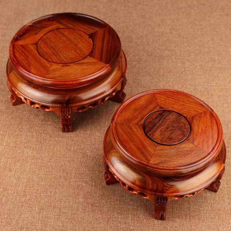 12.5cm Rosewood Stand Display Incense Burner Circular Base Potted Plant Base 07FC0E-D4 - KOEEK