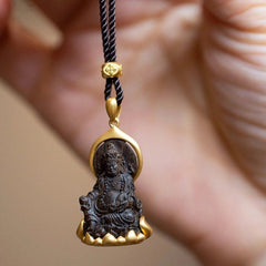 Yellow Jambhala Pendant Buddha Necklace Ethnic  Charm Vintage Chinese 07FC0E-D4 - KOEEK