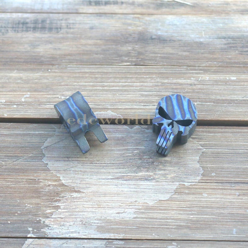 Flame TC4 Titanium Punisher Skull Parachute Cord Lanyard Bead Pendant DZ-01F EDC 07FC0E-D4 - KOEEK