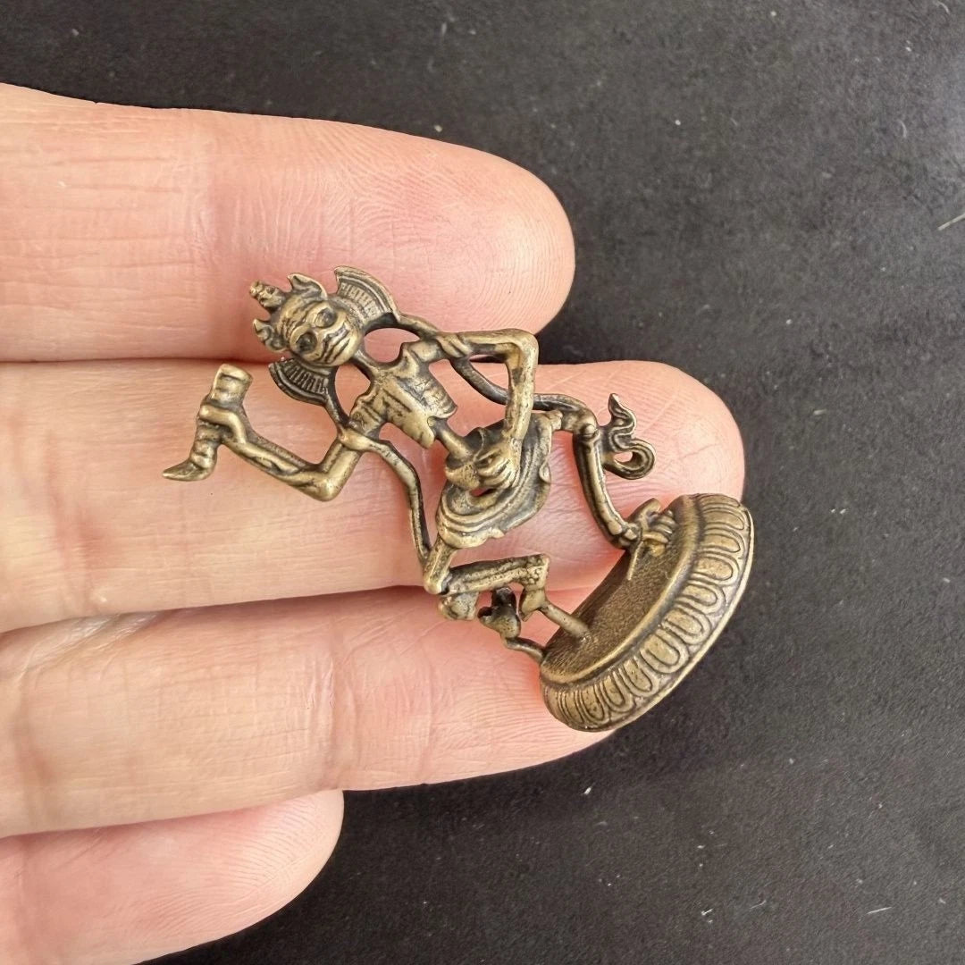 Retro China Copper Pendant Shri Chitipati Mini Statue Buddhist Guardian Deities 07FC0E-D4 - KOEEK