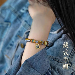 Tibetn Hand-woven Zakilam Bracelet Six Character Mantra Amulet HandString Bangle 07FC0E-D4 - KOEEK