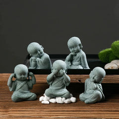 1Pc Buddhist Monks Figurine Buddha Stone Statue Chinese Fengshui Zen Decoration 07FC0E-D4 - KOEEK
