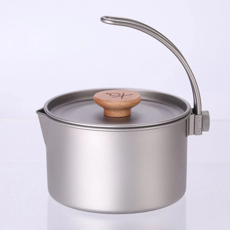 Portable Titanium Camping Pot Hanging Pot Detachable Handle Camping Cookware 07FC0E-D4 - KOEEK