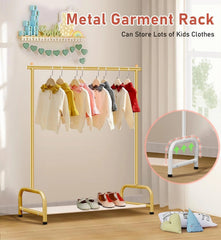 Baby Clothing Rack, Small Kids Clothes Rack with Bottom Storage Shelf 07FC0E-D4 - KOEEK