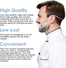 new 100 Pcs Beard Nets Food Service, Elastic Comfortable Guards Protective... 07FC0E-D4 - KOEEK