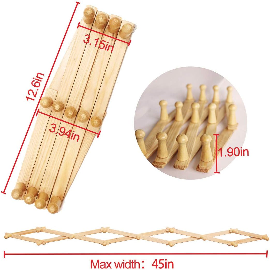 ny harmonikastil Udvidelig væg træ knagerække 13 kroge (pløkke) Hæng hatte Jacke