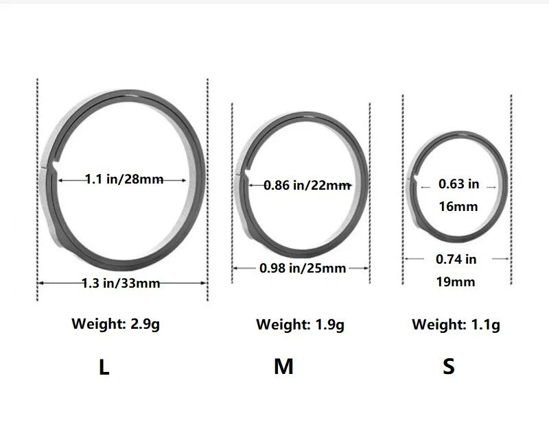 3PCS Titanium Alloy Round Keychain Rings Split Side Pushing Key Rings Heavy Duty 07FC0E-D4 - KOEEK