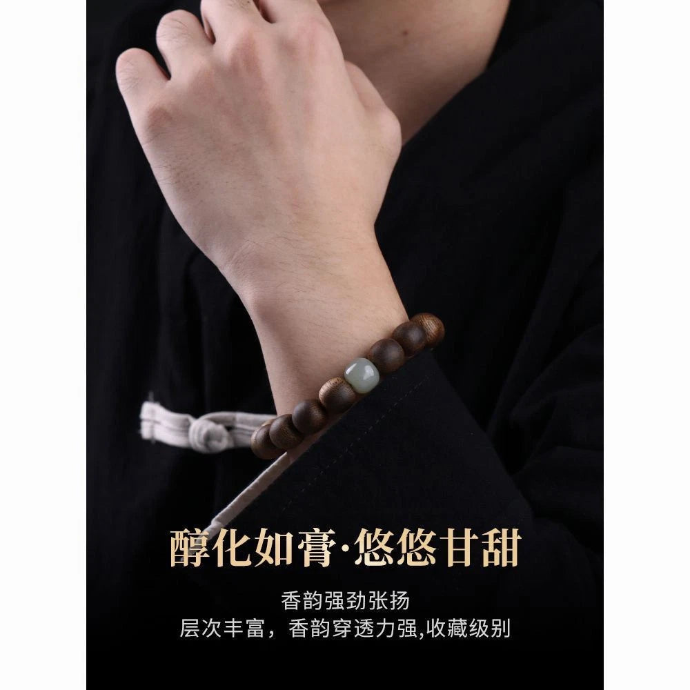 12mm Vietnamese Nha Trang Agarwood Natural Prayer Beads Bracelet Men Aged Qi Nan 07FC0E-D4 - KOEEK