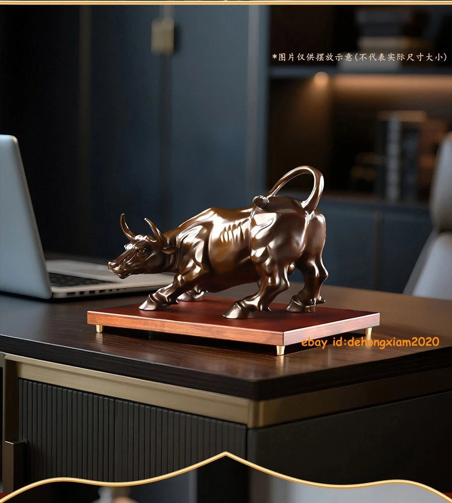 Brass Coffee Wall Street Bull OX Figure Statue Art Sculpture Office Home Decor 07FC0E-D4 - KOEEK