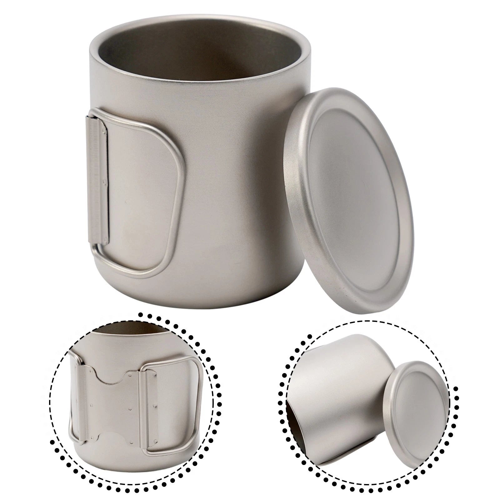 For Home Outdoor Camping Double Wall Titanium Water Cup Coffee Tea Mug With Lid 07FC0E-D4 - KOEEK