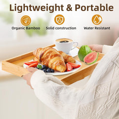 new 2 Pack The Bamboo Bed Breakfast Tray With Foldable Legs Color is Log 07FC0E-D4 - KOEEK