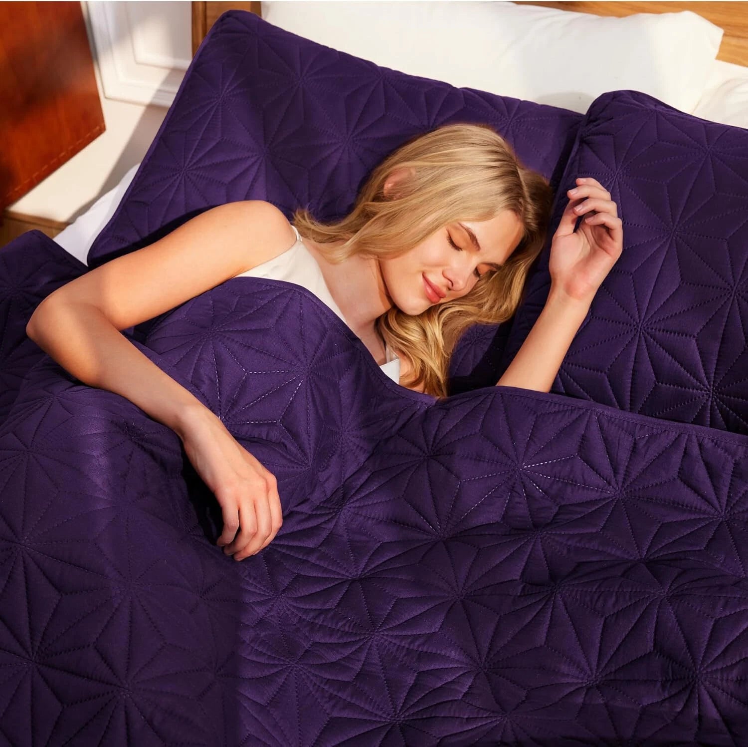 Queen Quilt Bedding Set,Soft Purple Bedspreads Quilts Queen Size for All Seasons 07FC0E-D4 - KOEEK
