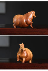Mascot Figurine of The Horse Zodiac Animal - Wood Carving of The Horse 07FC0E-D4 - KOEEK