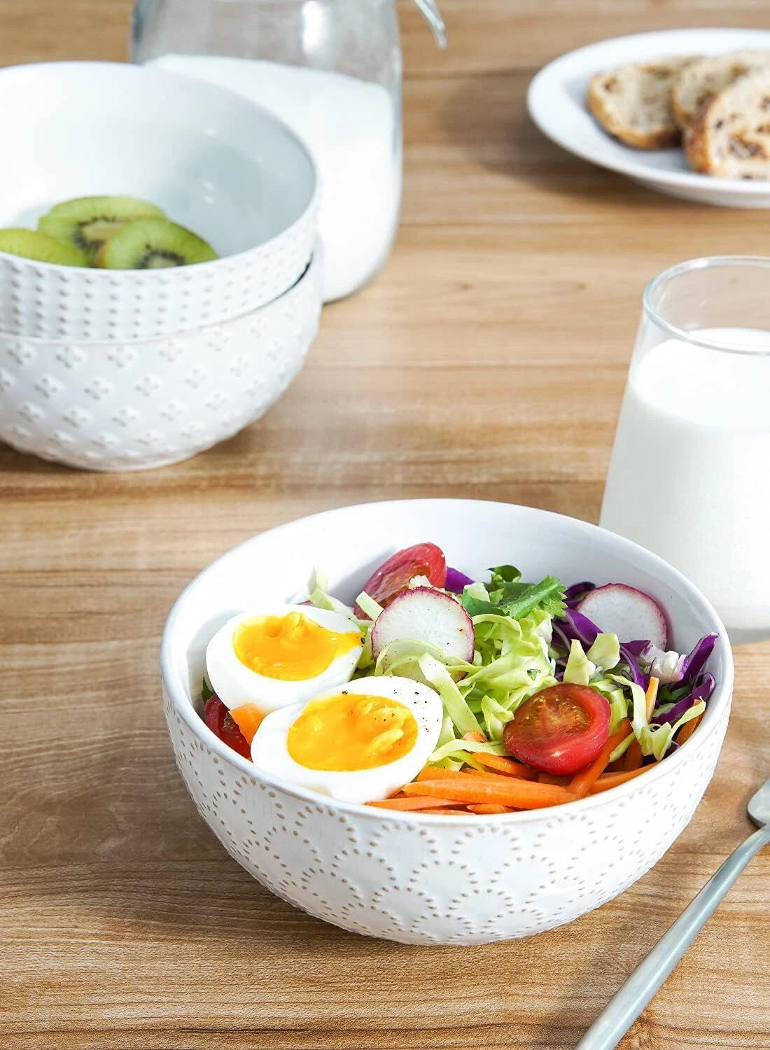 Cereal Bowl, 26 oz, Kitchen Ceramic Soup Bowl, 6 inch, Set of 4, Arctic White 07FC0E-D4 - KOEEK