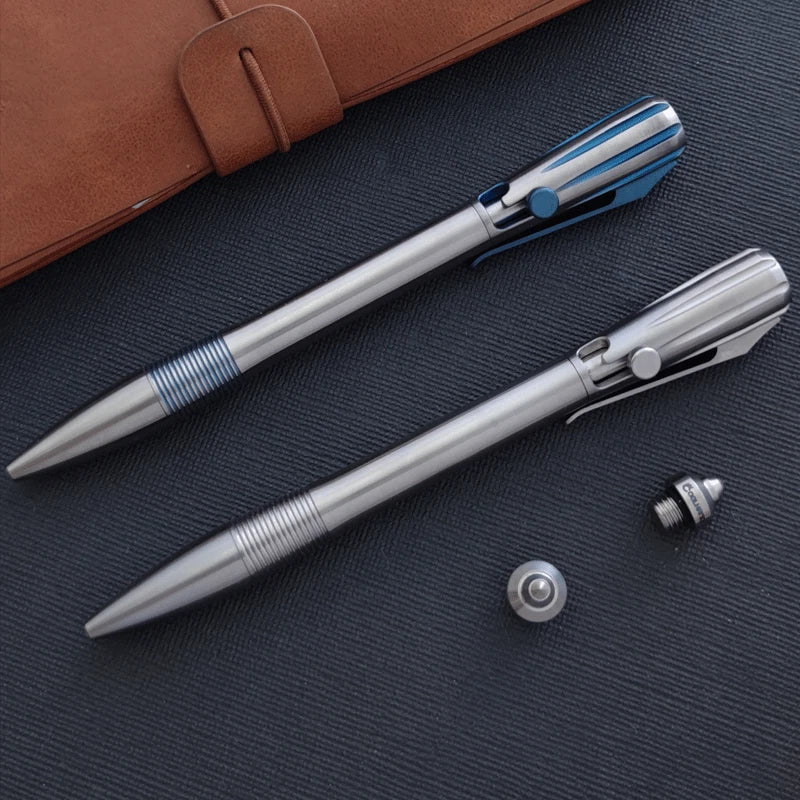 EDC Titanium Alloy Pocket Ballpoint Pen Tactical Working Signature Pen 5-Refills 07FC0E-D4 - KOEEK
