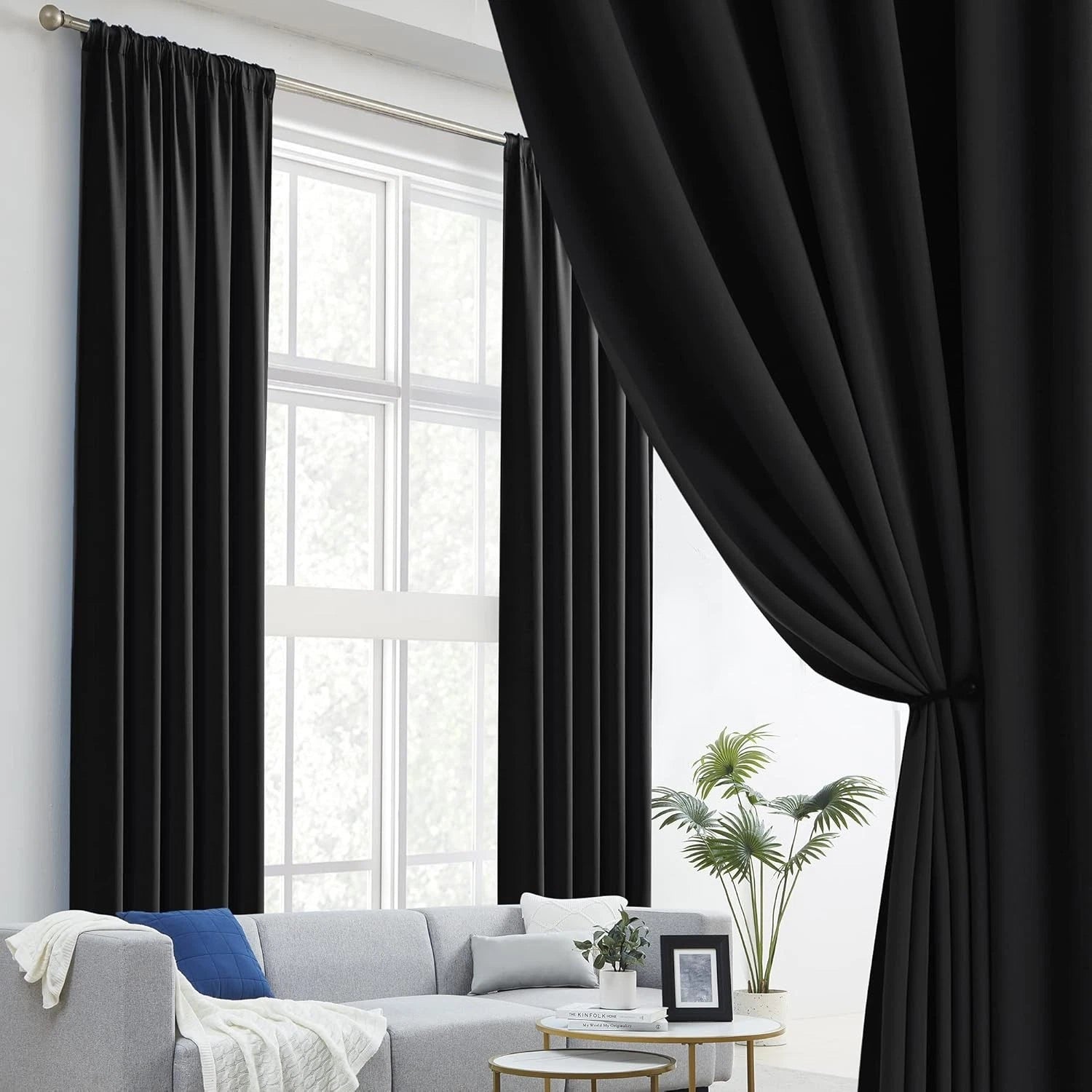 Black blackout curtains (52 inches wide x 120 inches long, 2 panels) 07FC0E-D4 - KOEEK