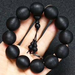 20mm Natural Grade A Screw Pattern Agarwood Men Woman  Bracelet Jewelry 07FC0E-D4 - KOEEK