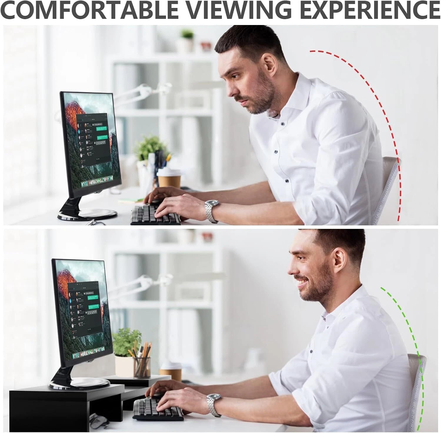 Dual Monitor Stand Riser Office Desktop Organizer Stand 2 Monitors,Adjustable 07FC0E-D4 - KOEEK