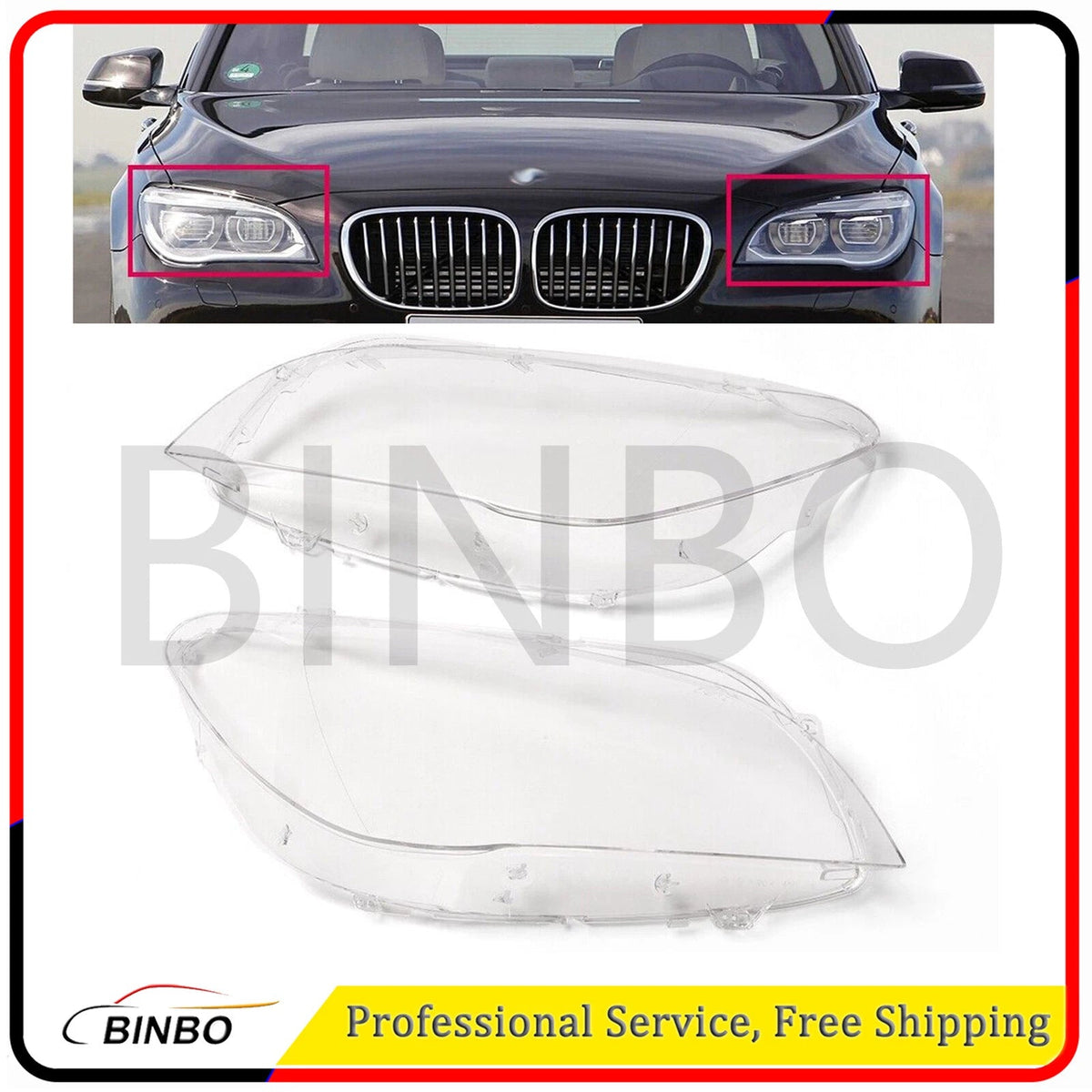 Headlight Lens Cover Fit For 2009-2015 BMW F02 F01 7 740i 740Li 750i 750Li 760i 07FC0E-D4 - KOEEK