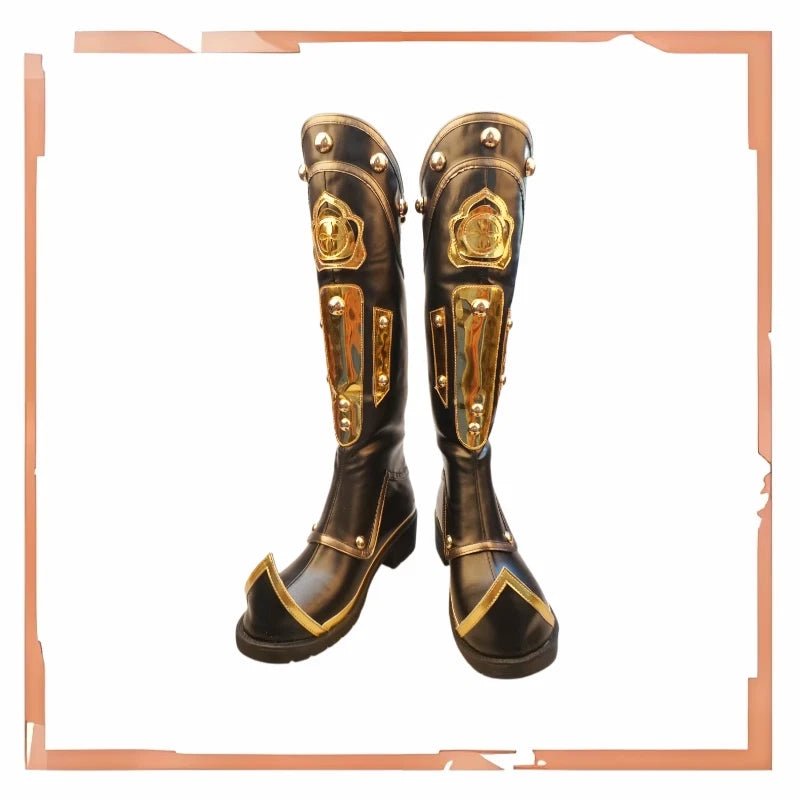 Game Identity Ⅴ Black Crow Zipper Long Boot Thick Soled Cosplay Costume Shoes 07FC0E-D4 - KOEEK
