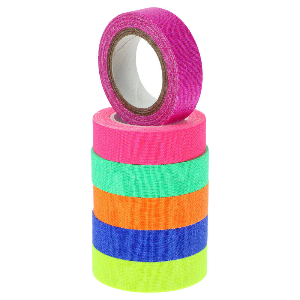 ny 6 ruller Neon Cloth Tapes Bright Spike UV Blacklight Høy viskositet Lysende