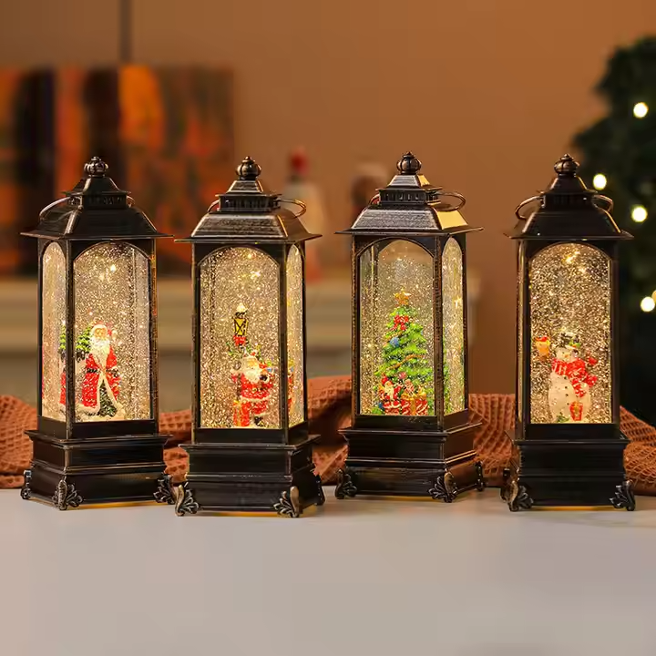 Decorative Christmas LED Lantern Santa Snow Globe Glitter 12” Music & Lights 07FC0E-D4 - KOEEK