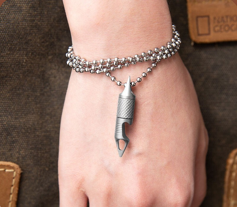 Titanium Alloy Keychain Portable Double Keyrings Pendant EDC Opener Multi Tools 07FC0E-D4 - KOEEK