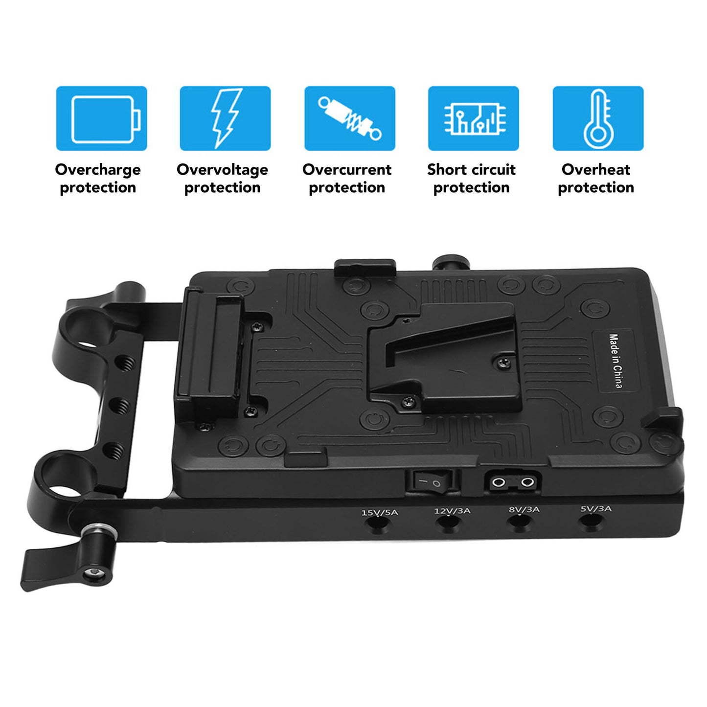 new V Lock Battery Plate Adapter Power Supply Mount Battery Adapter With TAP koeek - KOEEK