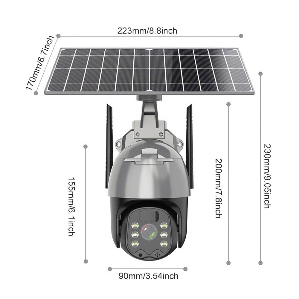 new Solar Battery Powered Camera Wifi Wireless Outdoor Pan/Tilt Home Security System