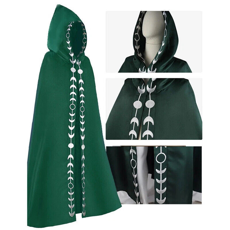 Medieval Reaper Wizard Embroidery Hooded Cloak Cosplay Costumes Halloween Party 07FC0E-D4 - KOEEK