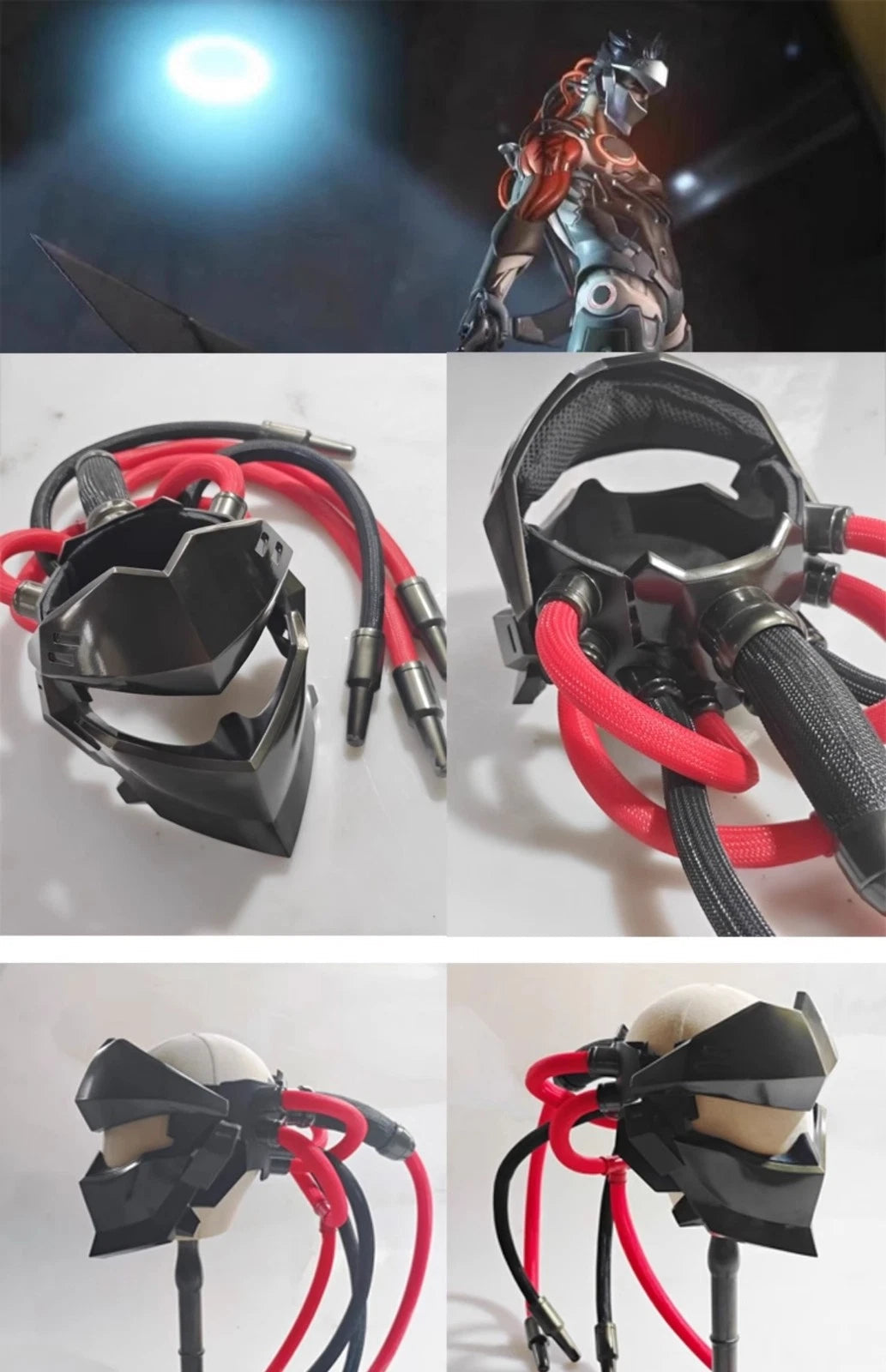 Overwatch OW Genji Helmet FRP Mask Wearable Adult Mask Halloween Cosplay Props 07FC0E-D4 - KOEEK