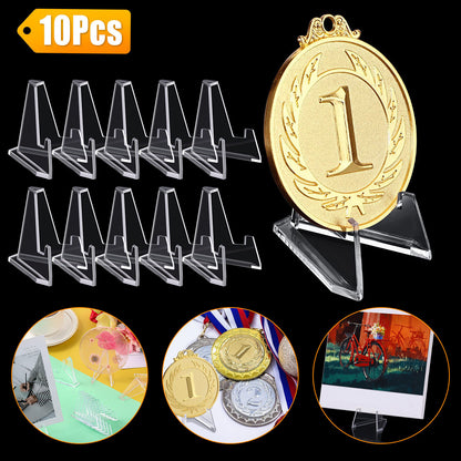 10 PCS Coin Display Stands Paper Card Easel Small Holders Clear Plastic Durable