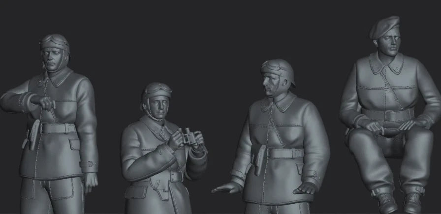 1/16 Resin WWII French Tankers 4 figures Half Body  Unpainted 07FC0E-D4 - KOEEK
