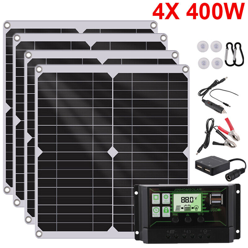 ny 4000W 400W Watt Fleksibelt Solpanel 12V Mono Home RV Rooftop Camping Off-Grid