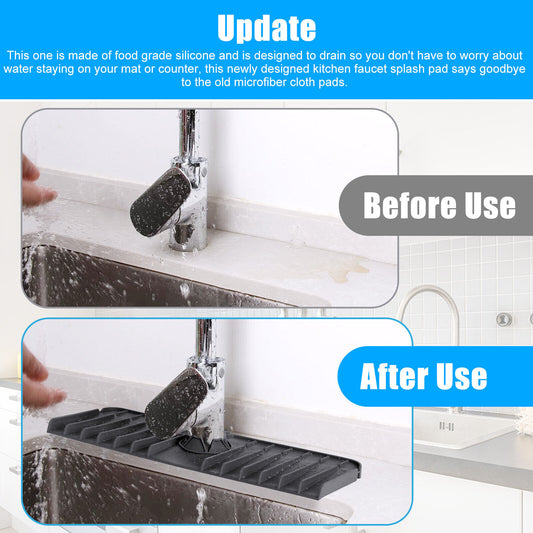 Silicone Faucet Mat Kitchen Sink Splash Guard Slip Drain Pad Handle Drip Catcher