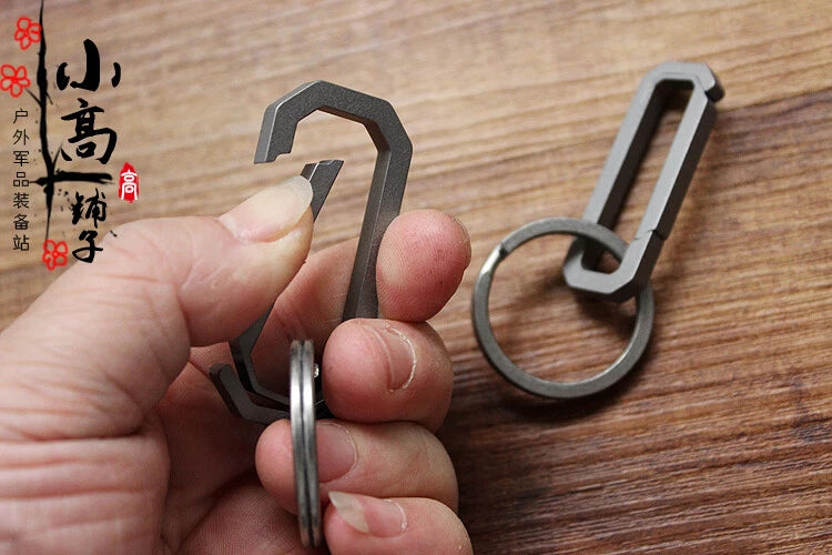 Outdoor TC4 Titanium Key chain Carabiner with Key Ring Hang Buckle EDC Tool 07FC0E-D4 - KOEEK