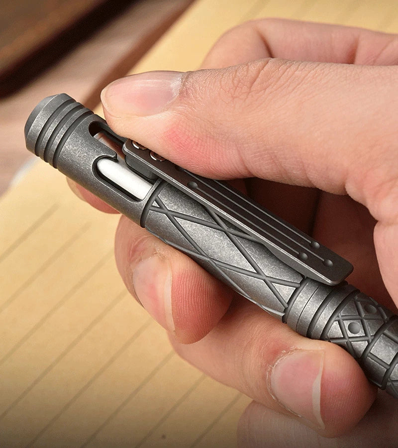 EDC Titanium Pocket Ball Pen Office Signature Working Stationery w/ 5 G2 Refills 07FC0E-D4 - KOEEK