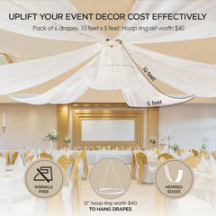 Ceiling Drapes Hanging Kit for Weddings Tent Bedroom Draping Parties Decoration 07FC0E-D4 - KOEEK