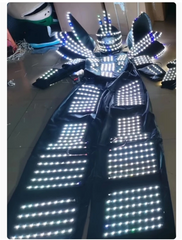 LED Robot Stilt Costume Helmet 7 Color Change DJ Party Performance Glowing Suit 07FC0E-D4 - KOEEK