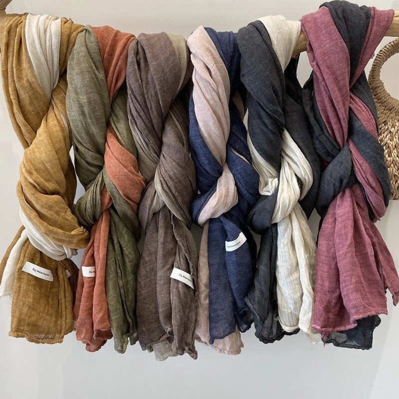 Mens Linen Cotton Scarf Unisex Soft Bandana Neck Wrap Scarves Neckerchief 07FC0E-D4 - KOEEK