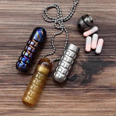 EDC PEI Titanium Waterproof Pill Case Holder organizer Box Container Keychain-* 07FC0E-D4 - KOEEK