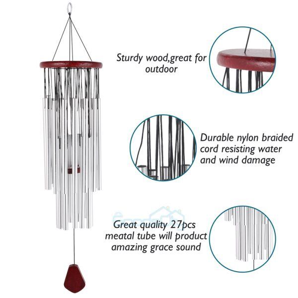 ny 35in Wind Chimes Udendørs Stor Deep Tone Windchime Justerbar Tunet Have Decor