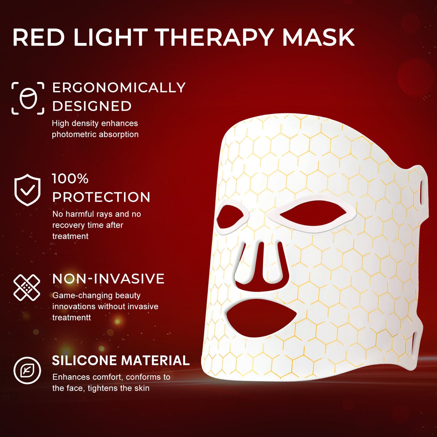 ny Red Light Therapy Face LED Face Mask Lys Therapy Mask for Facial Skin Care US