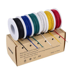 new 18 awg 18 AWG Solid Wire Kit 20ft, Red, black, yellow, white, green, blue