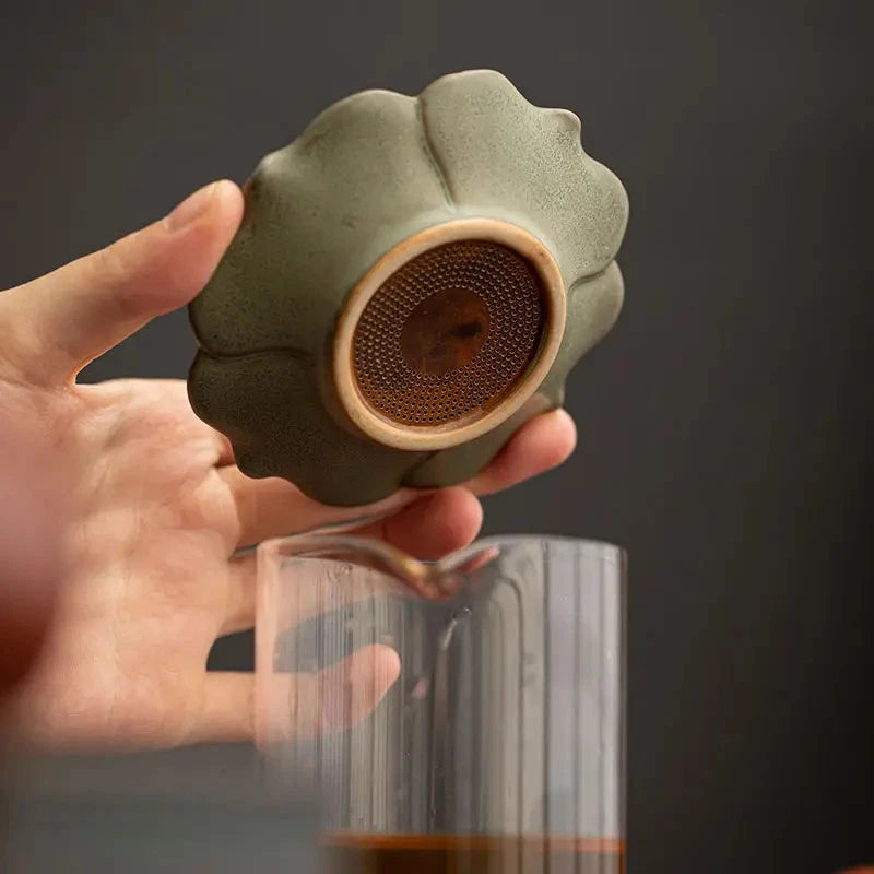 10cm Ceramic Persimmon Ruyi Tea Filter Chinese Retro Kung Fu Tea Set Accessories 07FC0E-D4 - KOEEK