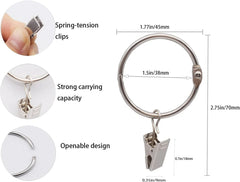 40 Pack Openable Curtain Rings with Clips Metal Hangers Ring,  (Silver,1.5") 07FC0E-D4 - KOEEK