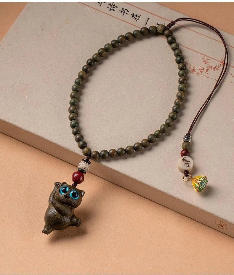 Natural Sandalwood Cute  Car Rearview Mirror Hanging Pendant Decoration 07FC0E-D4 - KOEEK