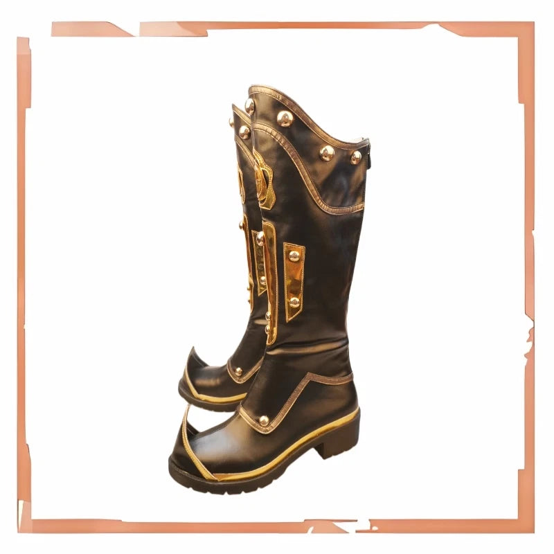Game Identity Ⅴ Black Crow Zipper Long Boot Thick Soled Cosplay Costume Shoes 07FC0E-D4 - KOEEK